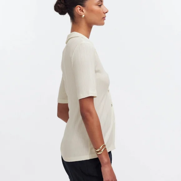 Cutaway Hem Polo Top By Madewell - Picture 2 of 7
